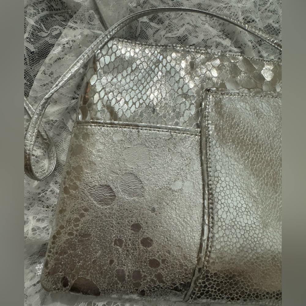 VTG Metallic Silver Patchwork Purse Shoulder Bag EUC USA 90’s 80’s Oversized - Picture 12 of 15